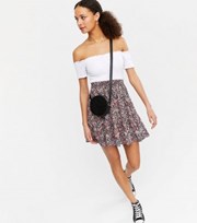 New Look Black Floral Peplum Mini Skirt